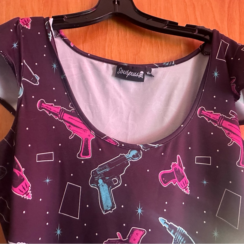 Sourpuss Space Gun Print Skater Dress